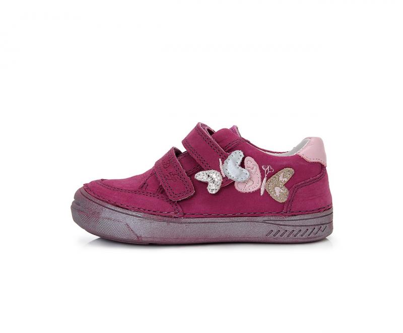 D.D.step ružové topánky na suchý zips 25-30 s motýlím vzorom